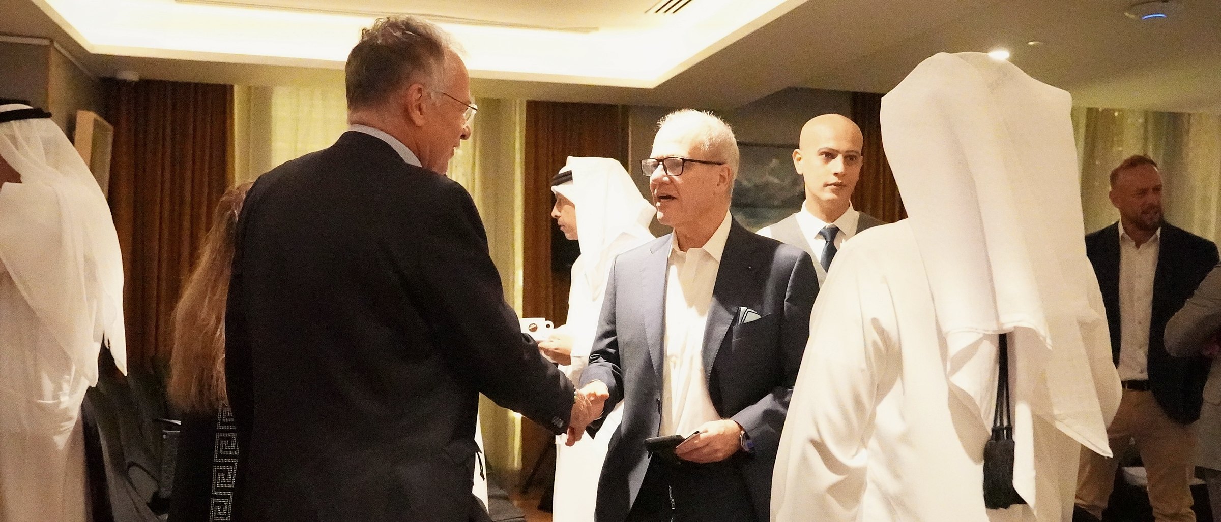 Guests in conversation at a Dubai Ventures evening at Capital Club Dubai